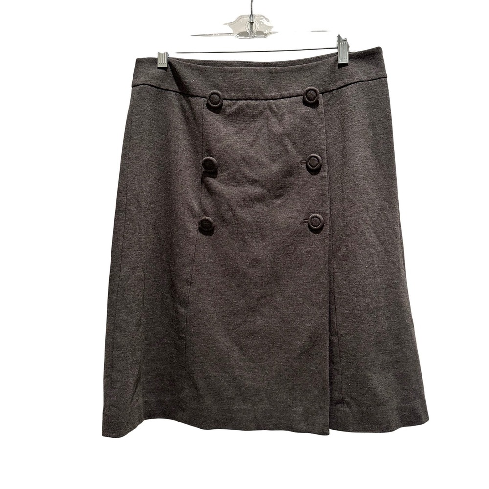 Talbots Gray Ponteโ Knit Double Breasted A-Line Skirt Size 8 Minimalist Capsule